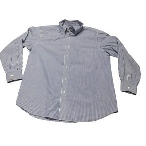 Croft & Barrow Button Down Shirt Mens 17.5 Blue Striped Easy Care Classic Fit